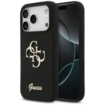 Калъф за iPhone 17 Pro - Guess - Силиконов Big 4G Script (GUHCP17LSC4GSMK) - Черен