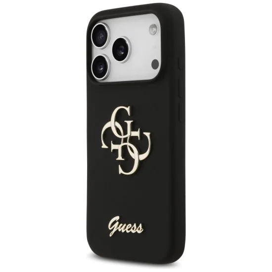 Калъф за iPhone 17 Pro - Guess - Силиконов Big 4G Script (GUHCP17LSC4GSMK) - Черен
