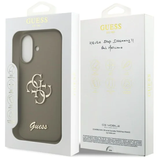 Калъф за iPhone 17 - Guess - Силиконов Big 4G Script (GUHCP17SSC4GSMW) - Кафяв