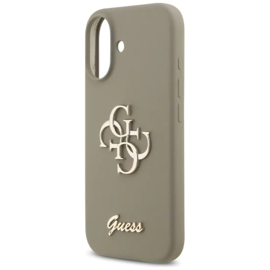 Калъф за iPhone 17 - Guess - Силиконов Big 4G Script (GUHCP17SSC4GSMW) - Кафяв