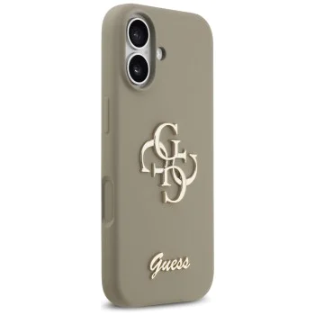Калъф за iPhone 17 - Guess - Силиконов Big 4G Script (GUHCP17SSC4GSMW) - Кафяв