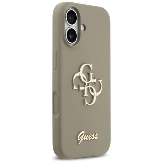 Калъф за iPhone 17 - Guess - Силиконов Big 4G Script (GUHCP17SSC4GSMW) - Кафяв