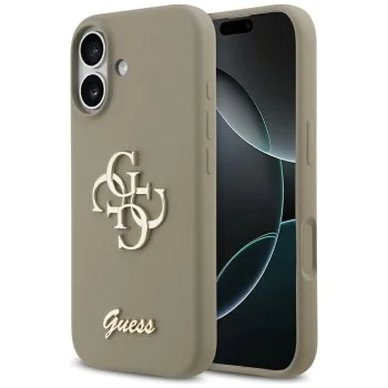 Калъф за iPhone 17 - Guess - Силиконов Big 4G Script (GUHCP17SSC4GSMW) - Кафяв