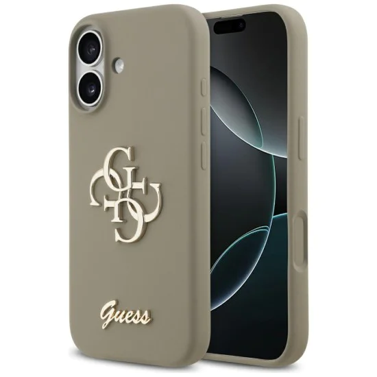 Калъф за iPhone 17 - Guess - Силиконов Big 4G Script (GUHCP17SSC4GSMW) - Кафяв