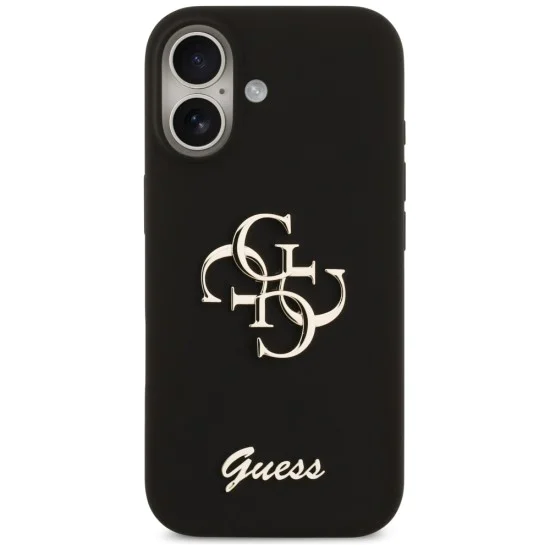 Калъф за iPhone 17 - Guess - Силиконов Big 4G Script (GUHCP17SSC4GSMK) - Черен