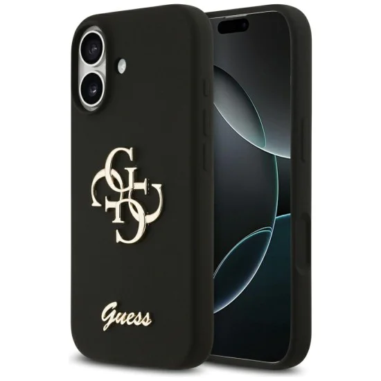 Калъф за iPhone 17 - Guess - Силиконов Big 4G Script (GUHCP17SSC4GSMK) - Черен