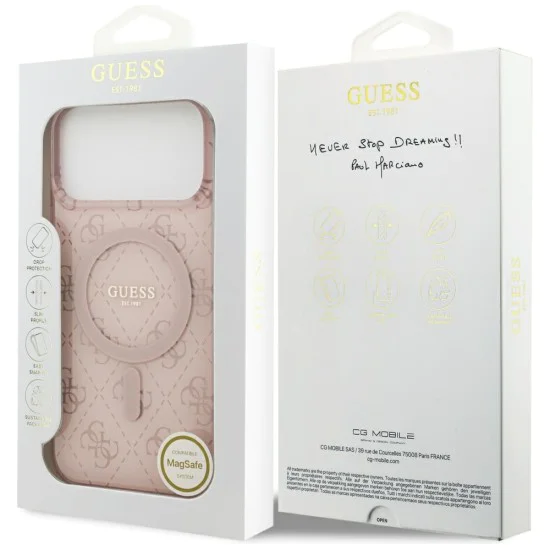 Калъф за iPhone 17 Pro - Guess - IML 4G фон MagSafe (GUHMP17LH4DTEP) - Розов