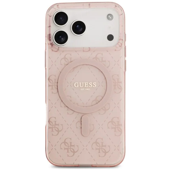 Калъф за iPhone 17 Pro - Guess - IML 4G фон MagSafe (GUHMP17LH4DTEP) - Розов