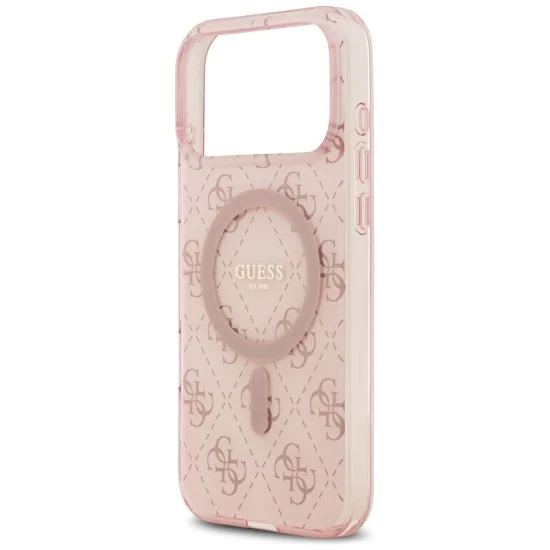 Калъф за iPhone 17 Pro - Guess - IML 4G фон MagSafe (GUHMP17LH4DTEP) - Розов