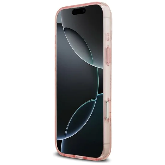 Калъф за iPhone 17 Pro - Guess - IML 4G фон MagSafe (GUHMP17LH4DTEP) - Розов