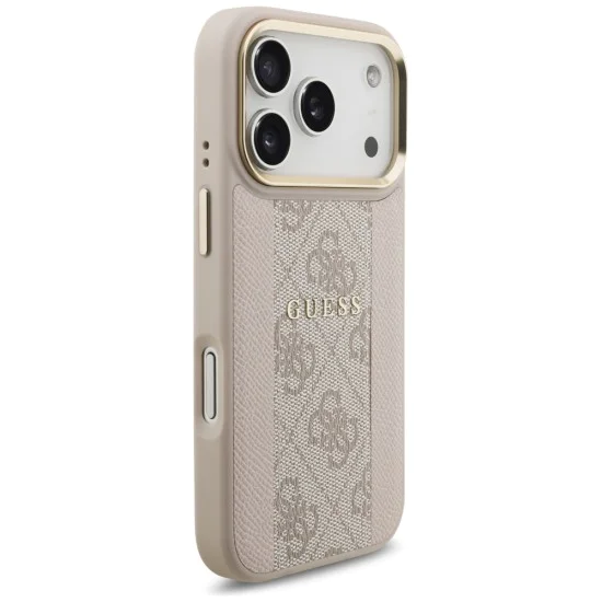 Калъф за iPhone 17 Pro - Guess - Hardcase 4G Stripe MagSafe (GUHMP17LPG4SEMCP) - Розов