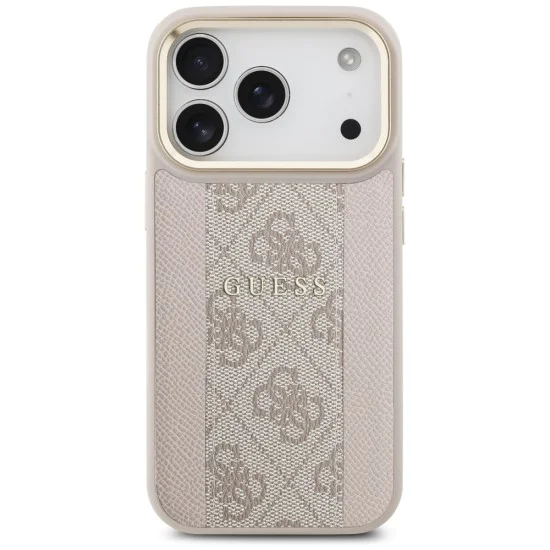 Калъф за iPhone 17 Pro - Guess - Hardcase 4G Stripe MagSafe (GUHMP17LPG4SEMCP) - Розов