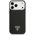 Калъф за iPhone 17 Pro Max - Guess - Grained Triangle Logo MagSafe (GUHMP17XPGTSPSK) - Черен