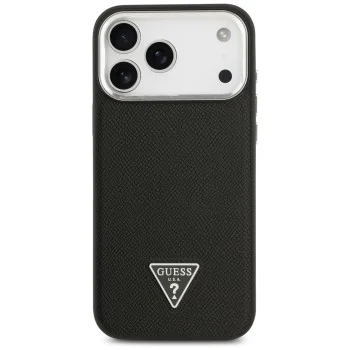 Калъф за iPhone 17 Pro Max - Guess - Grained Triangle Logo MagSafe (GUHMP17XPGTSPSK) - Черен