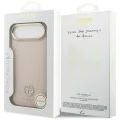 Калъф за iPhone 17 Air - Guess - Grained Strass Logo MagSafe (GUHMP17MPGCRMDEP) - Розов