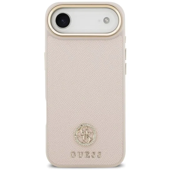 Калъф за iPhone 17 Air - Guess - Grained Strass Logo MagSafe (GUHMP17MPGCRMDEP) - Розов