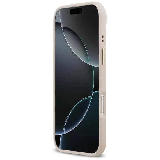 Калъф за iPhone 17 Air - Guess - Grained Strass Logo MagSafe (GUHMP17MPGCRMDEP) - Розов