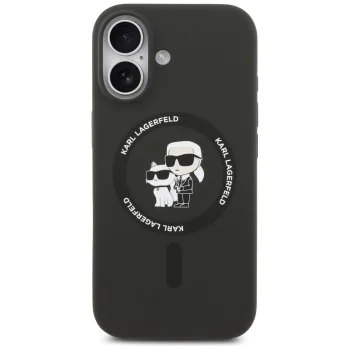 Калъф за iPhone 17 - Karl Lagerfeld - Силиконов KC пръстен за тяло MagSafe (KLHMP17SSCMKCRHK) - Черен