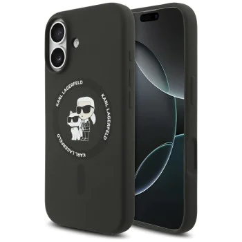 Калъф за iPhone 17 - Karl Lagerfeld - Силиконов KC пръстен за тяло MagSafe (KLHMP17SSCMKCRHK) - Черен