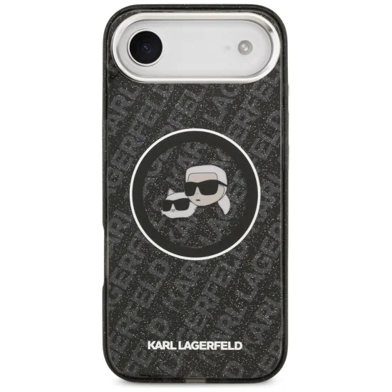 Калъф за iPhone 17 Air - Karl Lagerfeld - IML Glitter K&C Heads Logo MagSafe (KLHMP17MHMKBKCHOK) - Черен