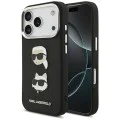 Калъф за iPhone 17 Pro - Karl Lagerfeld - Твърд калъф с шарки, емблематични значки и лого на K&C (KLHCP17LPSFDHPOK) - Черен