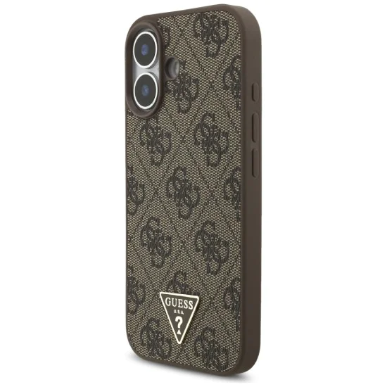 Калъф за iPhone 17 - Guess - Твърд калъф 4G с триъгълно лого, MagSafe (GUHMP17SP4TSDPPSW) - Кафяв