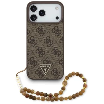 Калъф за iPhone 17 Pro Max - Guess - Hardcase 4G Strap Triangle Logo MagSafe (GUHMP17XP4TSDPPSW) - Кафяв