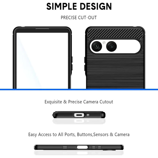 Калъф за Sony Xperia 10 VII - Techsuit - Carbon Silicone - Черен