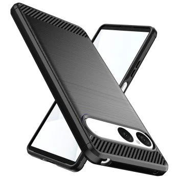 Калъф за Sony Xperia 10 VII - Techsuit - Carbon Silicone - Черен
