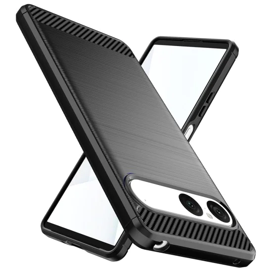 Калъф за Sony Xperia 10 VII - Techsuit - Carbon Silicone - Черен