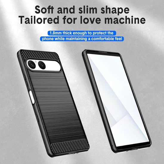 Калъф за Sony Xperia 10 VII - Techsuit - Carbon Silicone - Черен