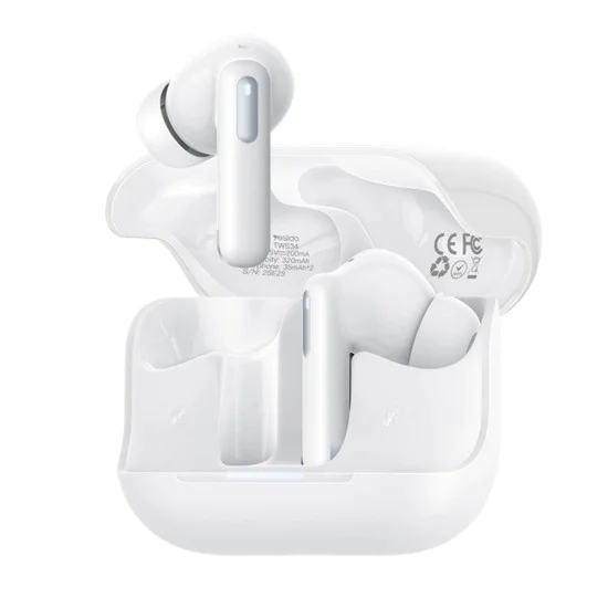 Безжични слушалки – Yesido Wireless Earbuds (TWS34) – Двоен микрофон, ANC, Bluetooth 5.3, ENC, в ухо дизайн, тъч контрол, 320mAh – Бели