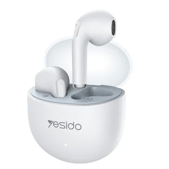 Безжични слушалки – Yesido Wireless Earbuds (TWS35) – Микрофон, Bluetooth 5.3, полу-в ухо дизайн, 250mAh – Бели