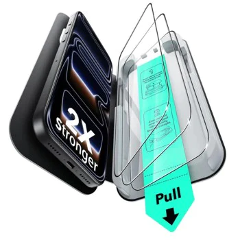 Протектор за iPhone 17 Pro - ESR - Tempered Glass UltraFit (3 броя) - Черен