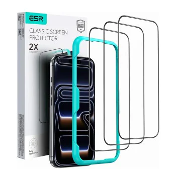 Протектор за iPhone 17 Pro Max - ESR - Закалено стъкло (3 броя) - Черен