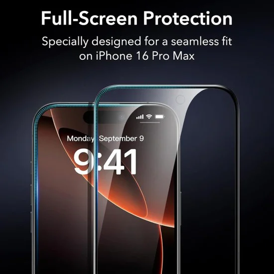 Протектор за iPhone 17 Air - ESR - Закалено стъкло (3 броя) - Черен