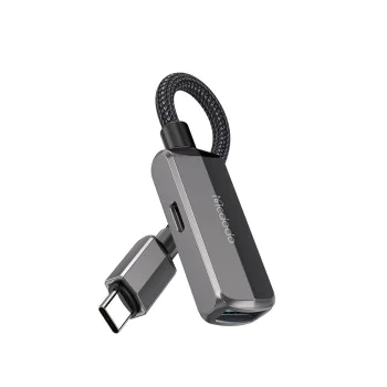 OTG адаптер (CA-2830) - Mcdodo - Type-C към Type-C + USB, 60W, 13см - Тъмносиво