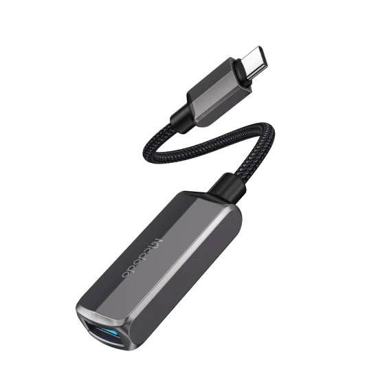 OTG адаптер (CA-2830) - Mcdodo - Type-C към Type-C + USB, 60W, 13см - Тъмносиво