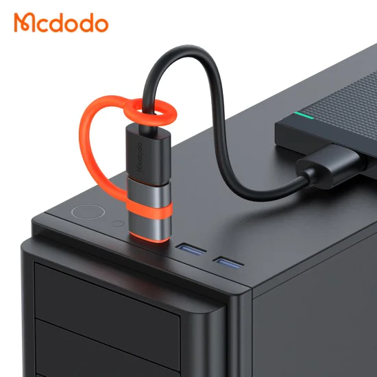 Адаптер (OT-3800) със силиконова каишка - Mcdodo - Type-C към USB 3.0, 5Gbps, алуминиев - Сиво