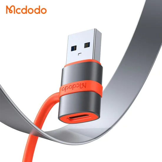 Адаптер (OT-3800) със силиконова каишка - Mcdodo - Type-C към USB 3.0, 5Gbps, алуминиев - Сиво
