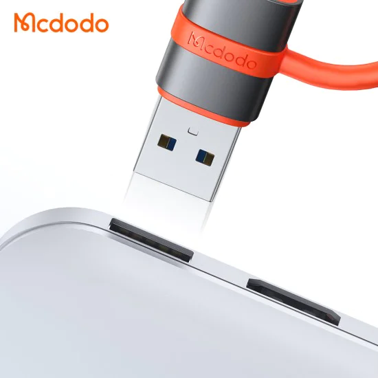 Адаптер (OT-3800) със силиконова каишка - Mcdodo - Type-C към USB 3.0, 5Gbps, алуминиев - Сиво