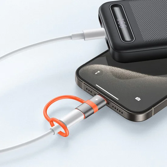 Адаптер (OT-5530) със силиконова каишка - Mcdodo - Lightning към USB-C, 60W - Сиво