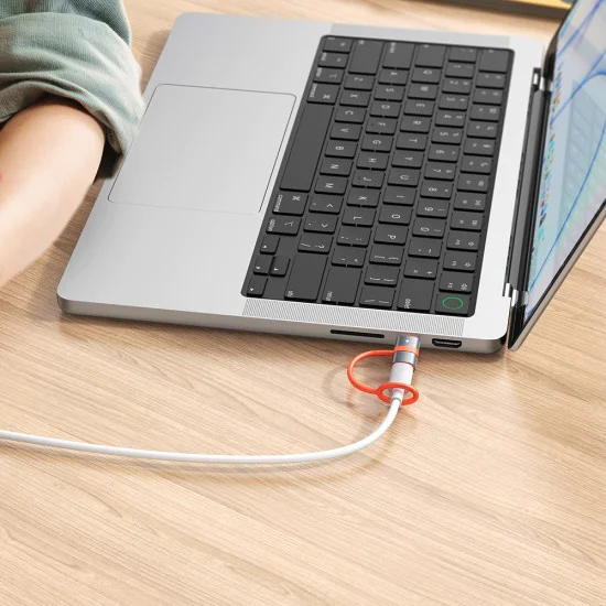 Адаптер (OT-5530) със силиконова каишка - Mcdodo - Lightning към USB-C, 60W - Сиво