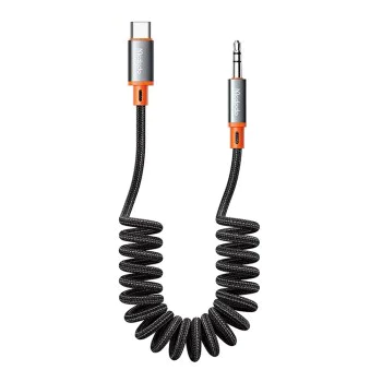 Аудио кабел – Mcdodo (CA-0900) – Type-C → Jack 3.5mm, спирален, плетен, 1.8m – Черен