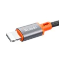 Аудио кабел – Mcdodo (CA-0890) – Lightning → Jack 3.5mm, спирален, плетен, 1.8m – Черен