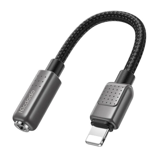 Аудио адаптер (CA-5010) - Mcdodo - Lightning (мъжко) към Jack 3.5мм (женско), оплетен, 11см - Черно