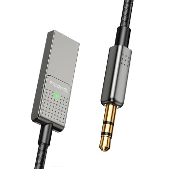 Аудио кабел – Mcdodo (CA-8700) – Type-C → Jack 3.5mm, спирален, плетен, 1.7m – Черен