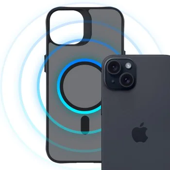 Калъф за iPhone 15 - 3mk - Smoke MagCase - Черен