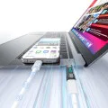 Адаптер – Techsuit DataBoost (A23) – USB-C, LED дисплей, 40Gbps, 8K@60Hz, PD240W – Сив