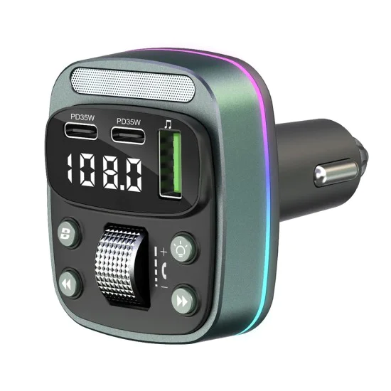 FM трансмитер – Techsuit EchoDrive (MFM3) – Dual PD35W, Bluetooth 5.4, U-Disk музика, Bass режим – Черен
